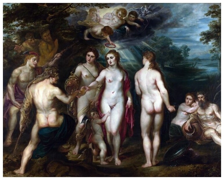 Репродукция на холсте Суд Париса (The Judgement of Paris) №4 Рубенс Питер Пауль 37см. x 30см.