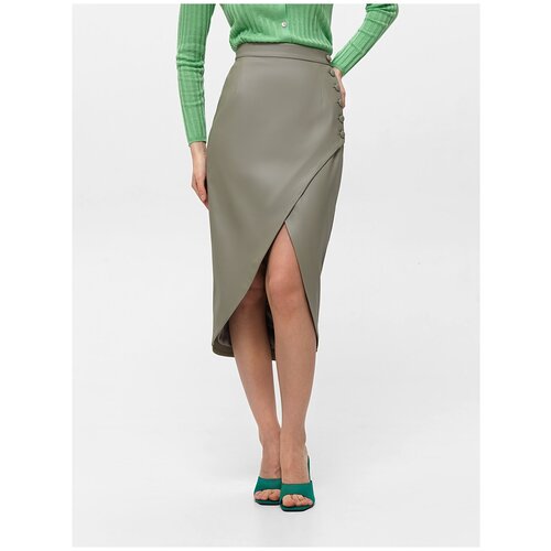 Юбка с запахом The Select, миди, размер XS, зеленый