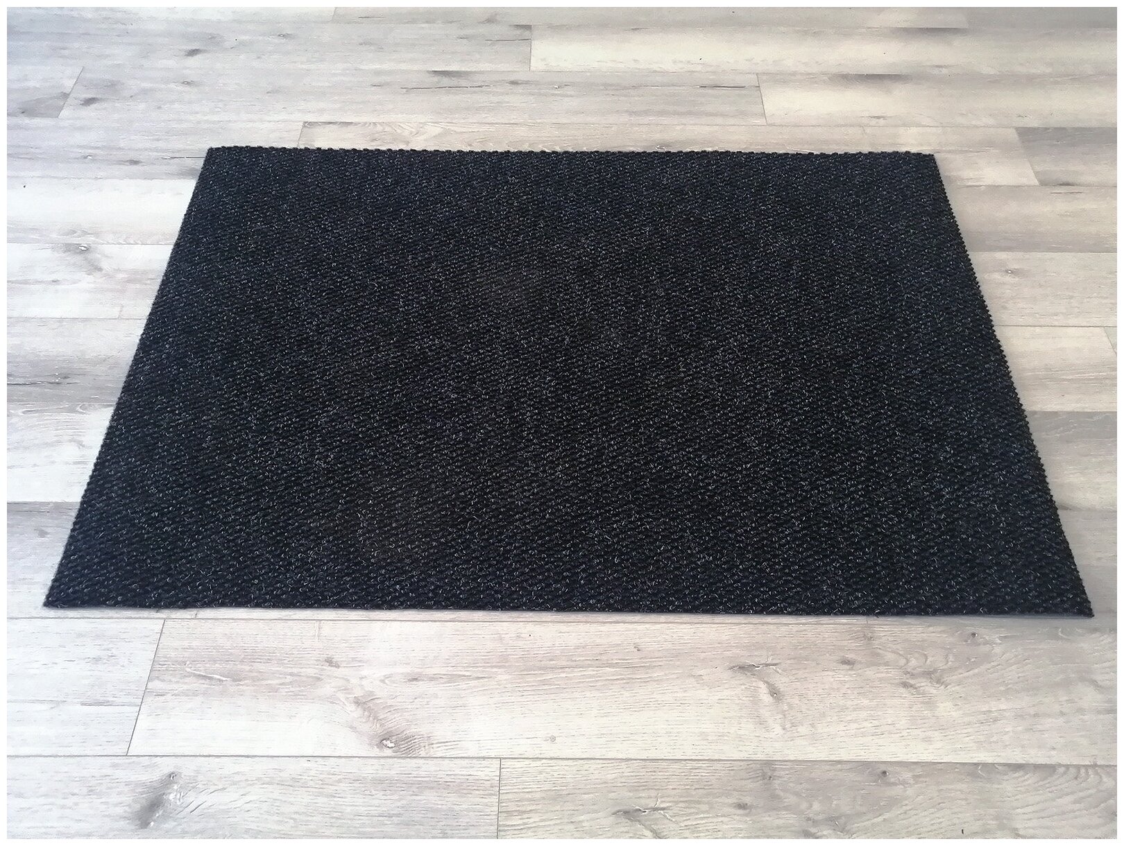 Износостойкий придверный ворсовый коврик на подложке 120х80 см темно-серого цвета - фотография № 1
