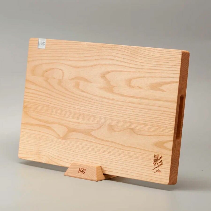 Разделочная доска деревянная 400x280x30мм из ясеня Huohou Ash wood Cutting Board, серия Ying (HU0259 Brown RUS) Русская версия, коричневая