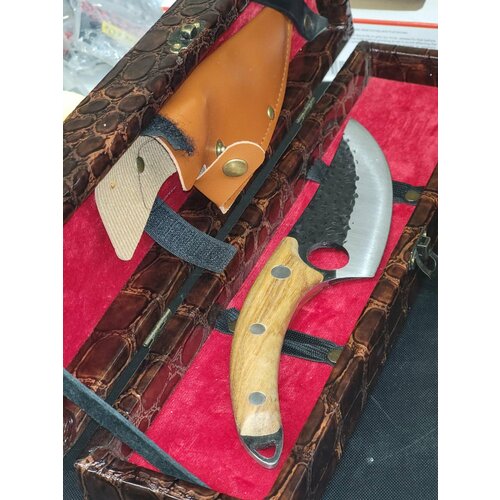 фото Нож кухонный обвалочный разделочный сербский мясник в чехле ножнах и подарочном кожаном футляре кизляр