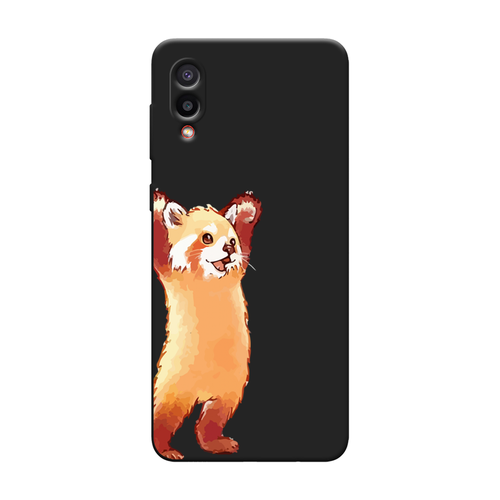 Матовый силиконовый чехол на Samsung Galaxy A02 / Самсунг Галакси А02 Красная панда в полный рост, черный