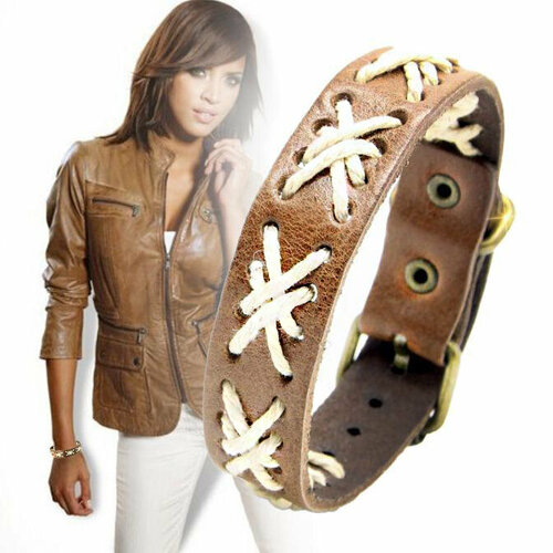 Браслет CosplaYcitY стильный женский коричневый на пряжке, размер 15 см, размер M, коричневый tannum коричневый кожаный браслет с пряжкой