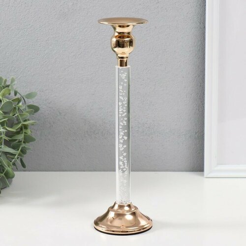 SUI Подсвечник металл акрил на 1 свечу Аква d2-6 см золото 8х8х27 см 1564₽