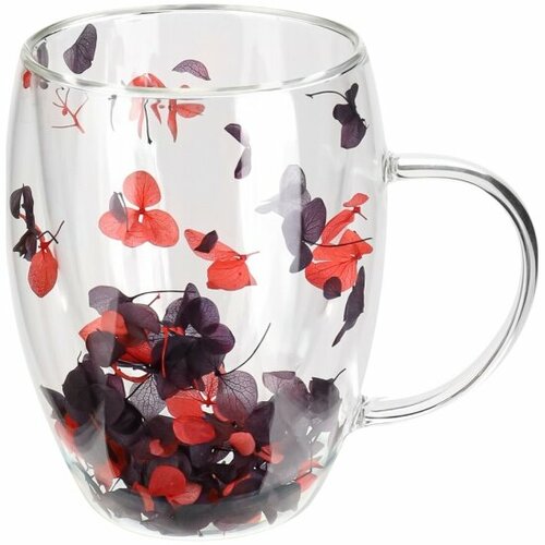 Кружка Miland с двойным дном красно-черные сухоцветы 350 мл КС-4568 559₽