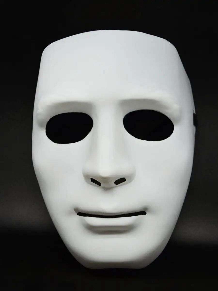 Карнавальная маска Riota Кабуки, белое лицо, пластик, на резинке, 1 шт.