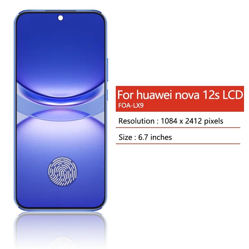 6,7 "AMOLED для Huawei nova 12s ЖК-дисплей FOA-LX9, сенсорный экран, дигитайзер в сборе для Huawei Nova 12S, рамка дисплея, Black NO Frame — фото 1