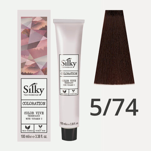 Изображение товара Краска для волос профессиональная Silky Color Vive/Ultralift 5/74 Светлый каштановый Коричневый медный, 100 мл