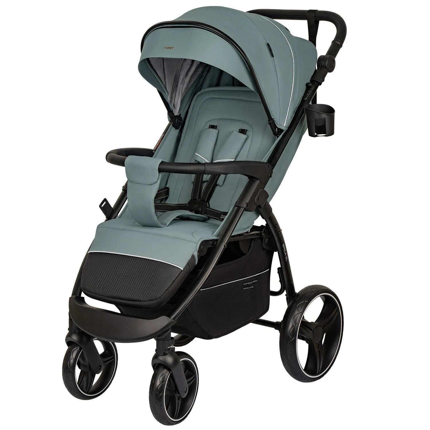 Прогулочная коляска Indigo Epica XL 2025, зеленый-серый, для детей с 6 месяцев, с большими колесами