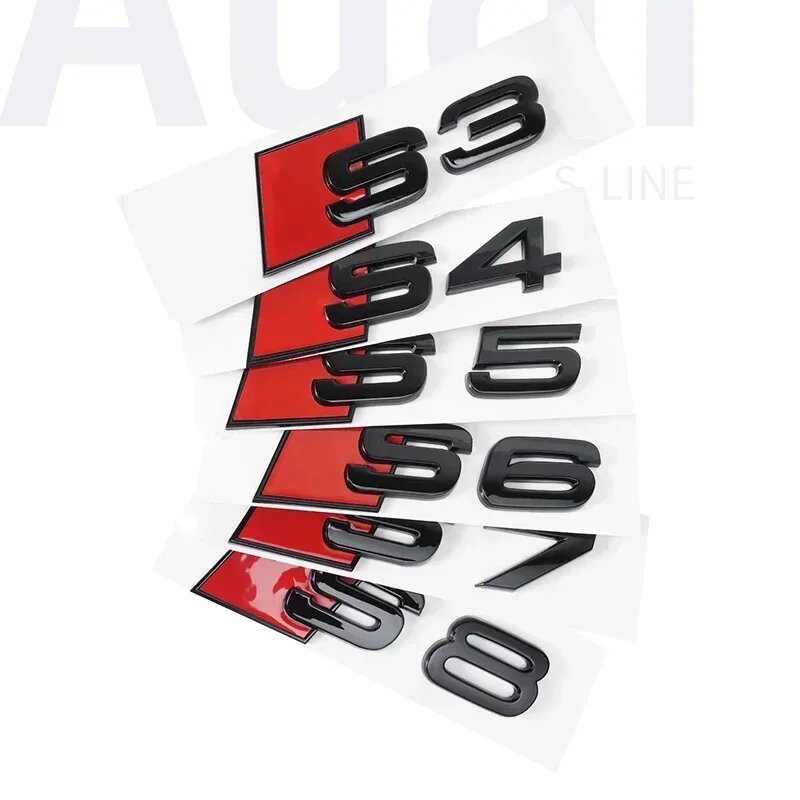 1 шт. 3D ABS цифры буквы S3 S4 S5 S6 S7 S8 эмблема для Audi S серии автомобильное крыло багажник задний логотип наклейка черный/серебристый стиль, Silver S5 — фото 1