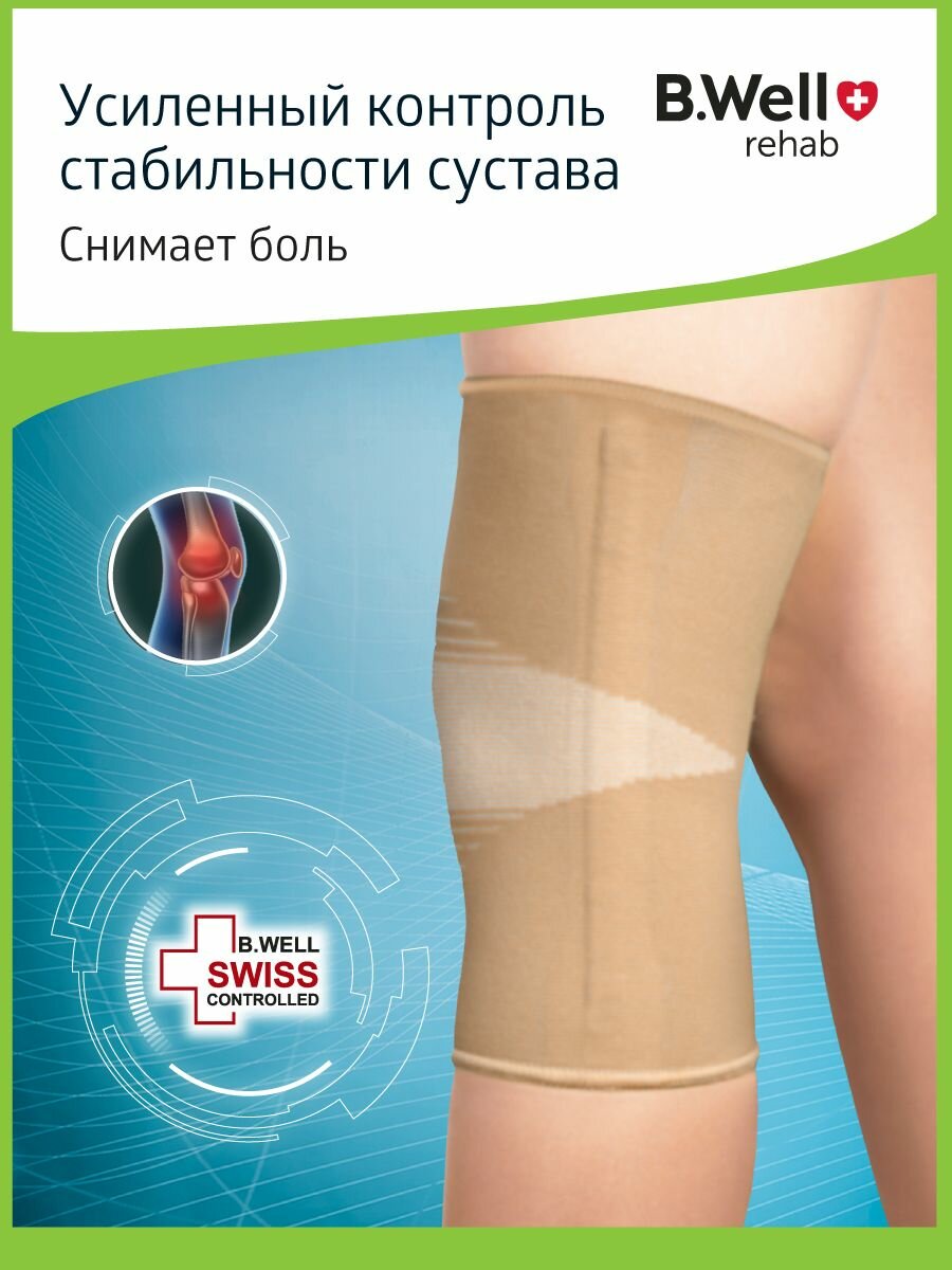 Бандаж на коленный сустав наколенник ортопедический спортивный наколенный фиксатор с ребрами жесткости BWell W332 1 штука