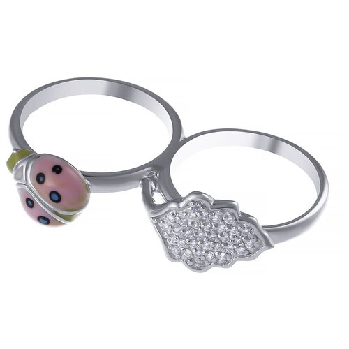 фото Element47 кольцо из серебра 925 пробы с эмалью и кубическим цирконием zr6780_enam_002_wg, размер 17.5