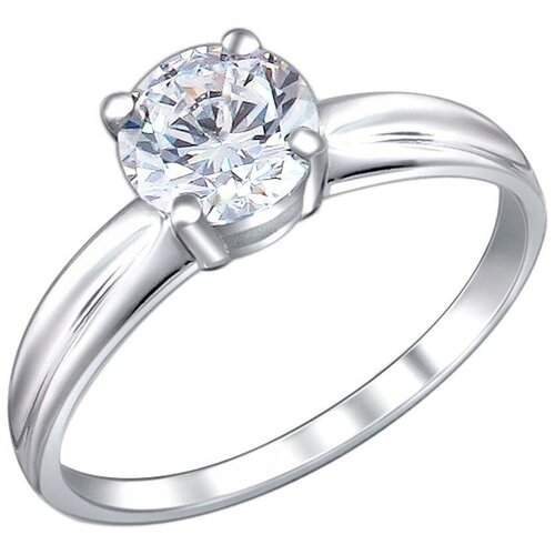 фото Эстет кольцо с 1 фианитом из серебра 01к154542, размер 17.5