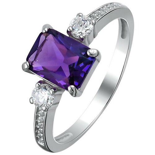 фото Эстет кольцо с аметистом и фианитами из серебра т19к35785ам, размер 18