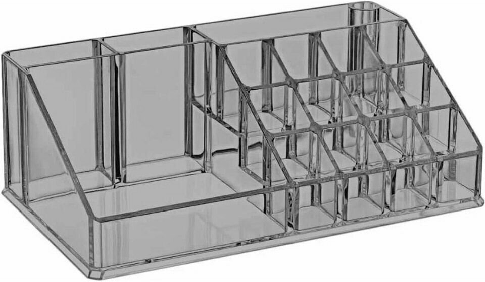 фото Органайзер для косметики пластмассовый 16 отделений, 25,5х12,5х8см, прозрачный, Econova