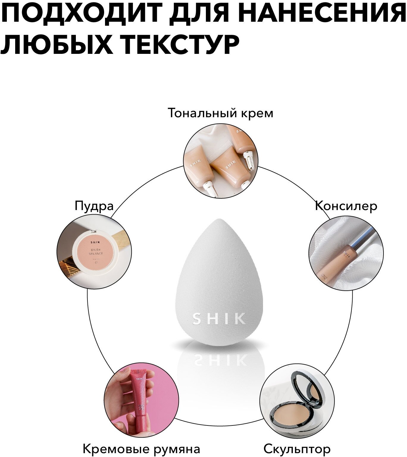 SHIK Спонж многофункциональный для макияжа тона консилера контура белый MAKE-UP SPOUNGE