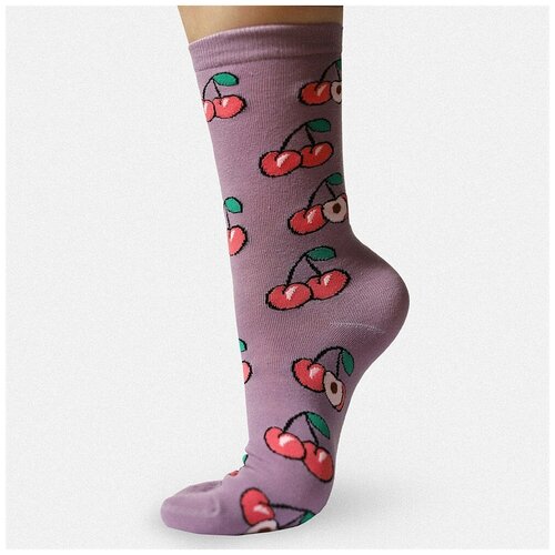 фото Длинные носки с фруктами и ягодами "унисекс" 36-46 сиреневый amigobs