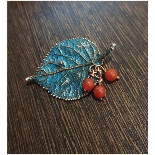 Брошь Медная мастерская GALATEA, агат, голубой