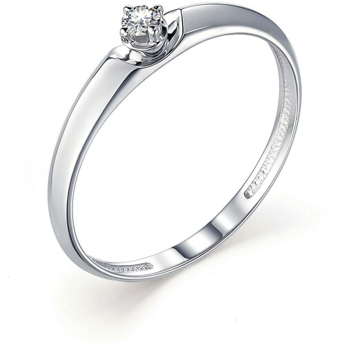 фото Алькор кольцо с 1 бриллиантом из белого золота 13253-200, размер 18.5