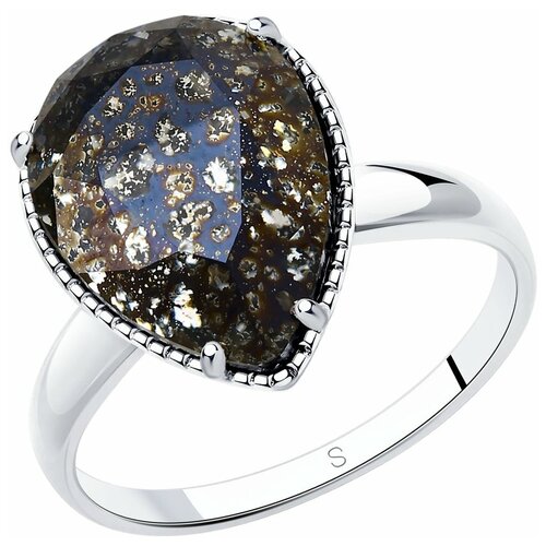 фото Sokolov sokolov кольцо из серебра с чёрным кристаллом 94012037, размер 17