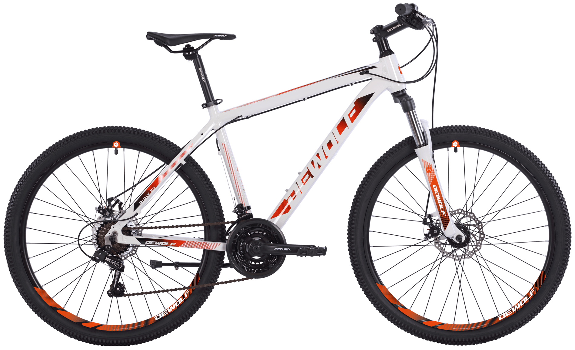 Велосипед горный Dewolf Ridly 20 (2021), 18, белый/красно-оранжевый/черный