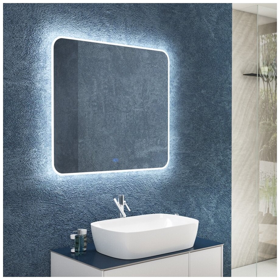 Зеркало для ванной настенное с подсветкой 90х80 антипар - фотография № 8