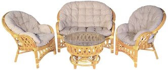 Комплект с 2хместным диваном и круглым столом из натурального ротанга Черчиль, цвет мед