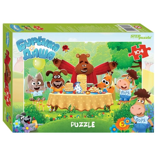 Детский пазл Буренка Даша, игра-головоломка паззл для детей, Step Puzzle, 104 детали мозаики первая раскраска а5 почемучка буренка даша