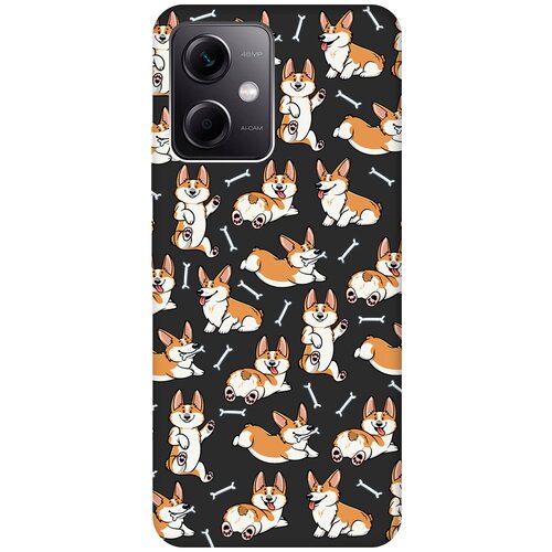 Матовый чехол Corgi Pattern для Xiaomi Redmi Note 12 / Сяоми Редми Ноут 12 с 3D эффектом черный матовый чехол corgi pattern для xiaomi 12 pro сяоми 12 про с 3d эффектом черный