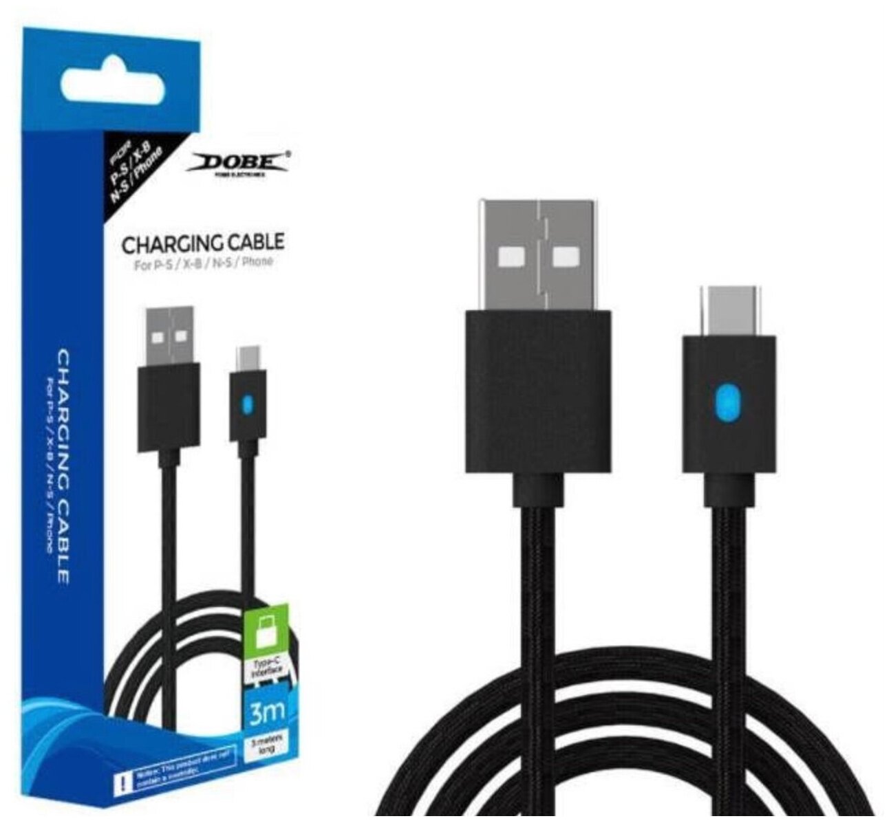 Зарядный кабель для PS5/XBOX Series/XBOX One/Nintendo Switch (TY-0803) DOBE (3м.)