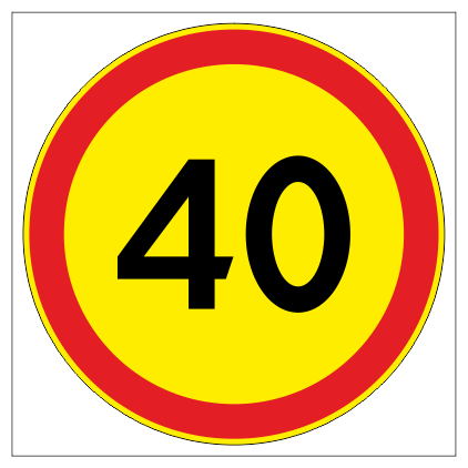 Дорожный знак 3.24 "Ограничение скорости" , типоразмер 3 (D700) световозвращающая пленка класс IIб (круг) 40 км/ч (временный)
