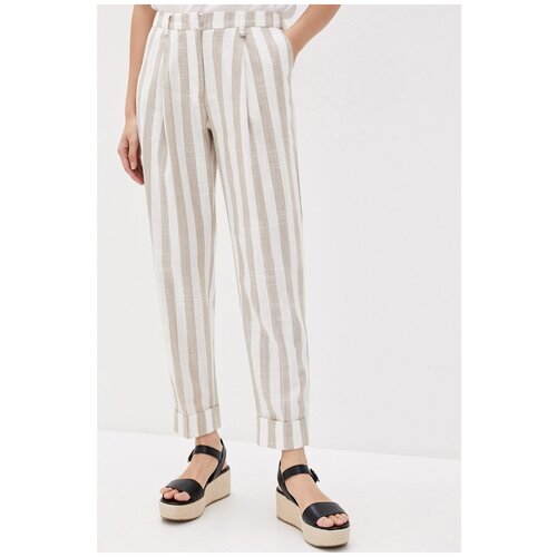 фото Брюки baon, размер l/48, milk-dark navy striped