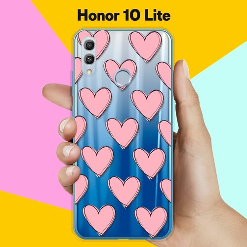 Силиконовый чехол Узор из сердец на Honor 10 Lite силиконовый чехол узор из сердец на honor 30i