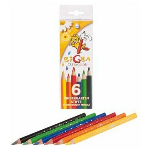 набор масляных художественных карандашей cretacolor oil pencils 6 шт металлическая коробка Набор цветных карандашей CretacoloR Bigba, 6 цветов, картонная коробка