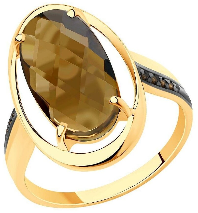 Кольцо SOKOLOV, красное золото, 585 проба, фианит, раухтопаз