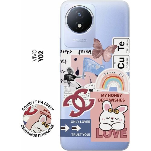 Силиконовый чехол с принтом Cute Stickers для Vivo Y02 / Виво У02 силиконовый чехол на vivo y02 виво у02 с 3d принтом cut it прозрачный