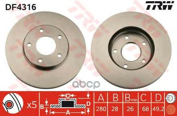 Trw Диск Тормозной TRW арт. DF4316