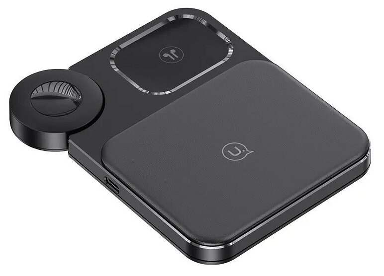 фото Беспроводная зарядная станция USAMS CD190 15W 3в1 безопасная зарядка / индикатор работы