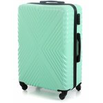 Пластиковый чемодан с узором X. Цвет Ментоловый, Размер M. Съемные колеса - изображение