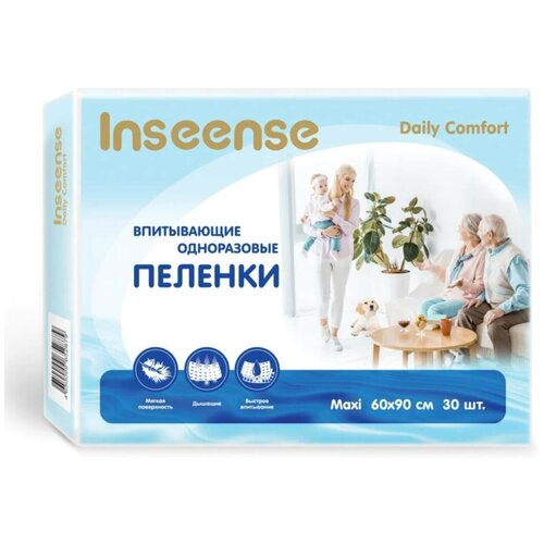 Одноразовая пеленка Inseense Daily Comfort 60х90 см, белый, 30 шт.