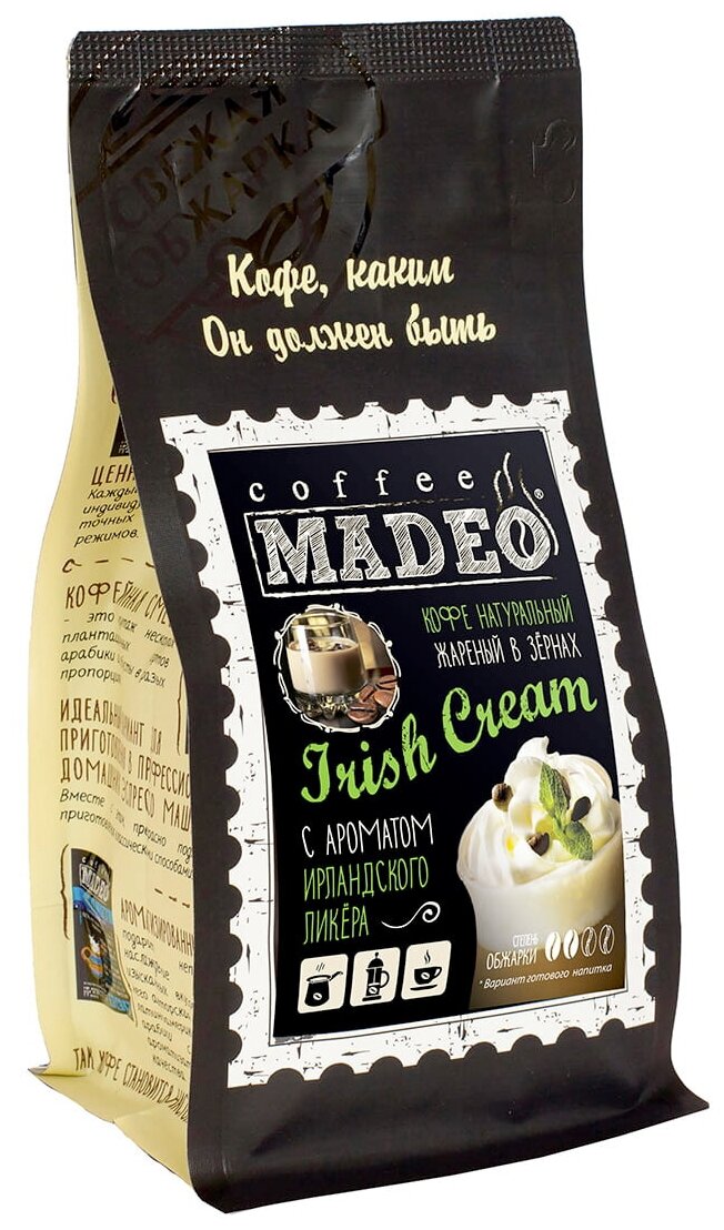 Кофе в зернах Madeo Irish Cream ароматизированный, 200 г