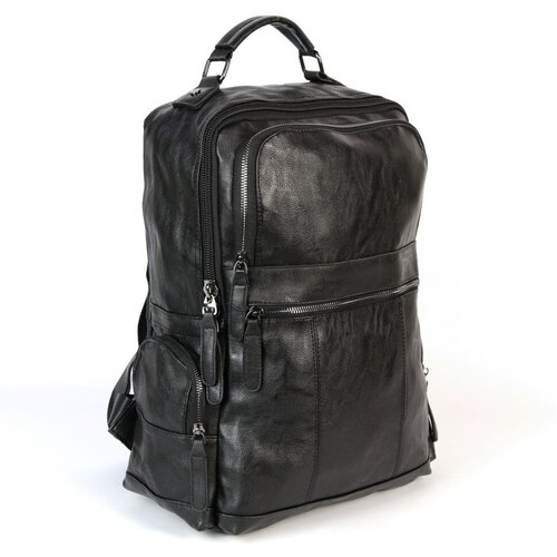 мужской кожаный дорожный рюкзак 5310 блек Мужской дорожный рюкзак из эко кожи L0935 Блек