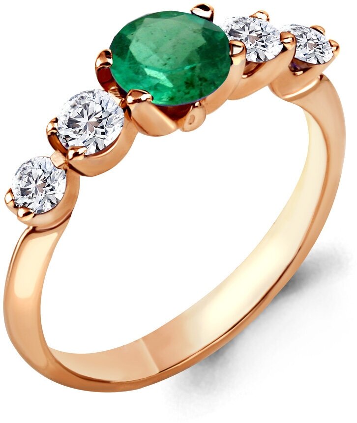 Кольцо Diamant online, золото, 585 проба, бриллиант, изумруд