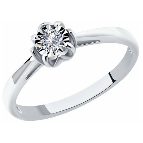 фото Sokolov кольцо с 1 бриллиантом из белого золота 1011069, размер 18.5