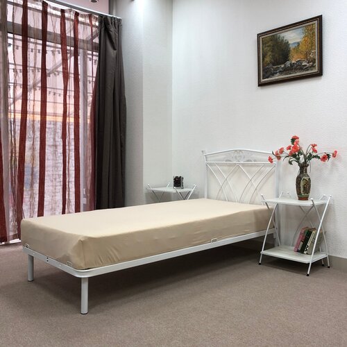 Кровать металлическая 90*200 см односпальная Поллет Элеонора белая