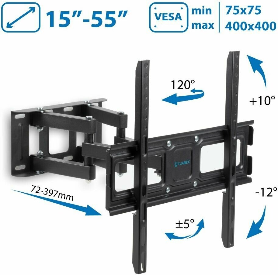 Кронштейн настенный для LED/LCD телевизоров TUAREX OLIMP-406 BLACK