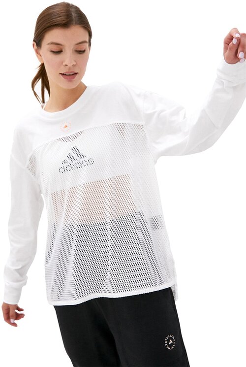 Лонгслив adidas by Stella McCartney Mesh Top, силуэт свободный, размер XS INT, белый