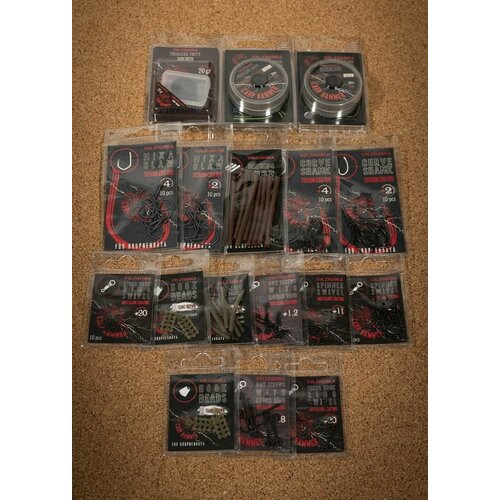 Готовый набор для монтажа Ronnie Rig №2-4 (Brown), для карповой рыбалки,15 товаров 70pcs fishing rig beads hook stop beads bait screw micro ring swivel bait carp hair rig tackle carp fishing rig beans kit