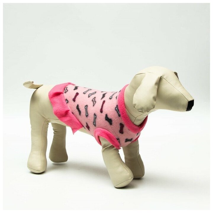 Толстовка для собак КНР "Косточки", размер XXL, спинка 45, шея 45, грудь 55 см, бело-розовая - фотография № 1
