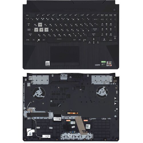Клавиатура для ноутбука Asus TopCase FX506 FX506U черная топ-панель с подсветкой
